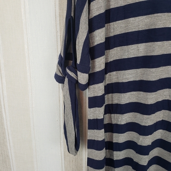 Soft Surroundings Striped Jersey Knit Tunic Dress Blue Gray Size Petite Medium - Picture 3 of 8